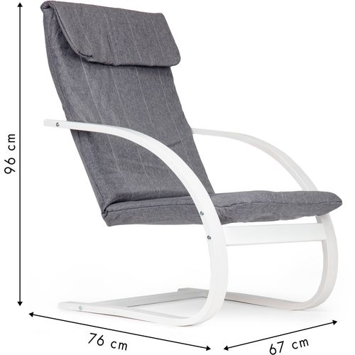 Fotelja za ljuljanje siva s bijelim naslonom za ruke slika 5