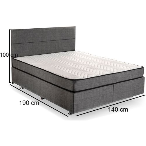 Silver - Grey (140 x 190) Grey Double Bed Base & Headboard slika 4