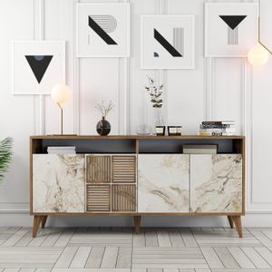 Woody Fashion Konzola, Milan 160 - Walnut, White Marble