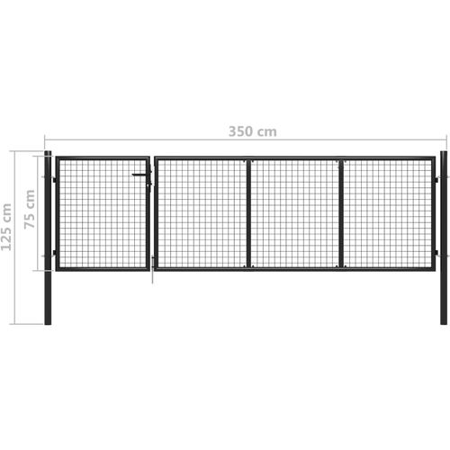 Vrtna vrata čelična 350 x 75 cm antracit slika 9