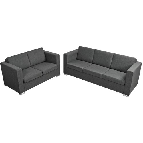 Dvodijelni set sofa od tkanina tamnosivi slika 51