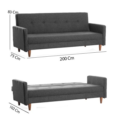 Atelier Del Sofa Hiko - Trosed na razvlačenje, tamnosiva boja slika 8