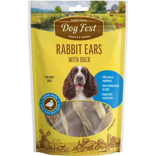 Dog Fest Rabbit Ears With Duck, poslastica za pse, zečje uši s pačetinom, 90 g slika 1