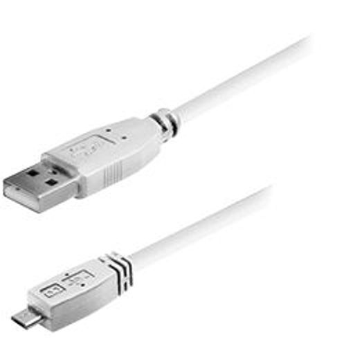 Transmedia USB typeA plug-Micro USB typeB 1m, white slika 1