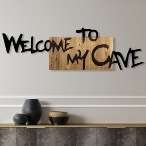 Wallity Dekorativni Drveni Zidni Ukras 'Welcome To My Cave' u Boji Oraha i Crnoj