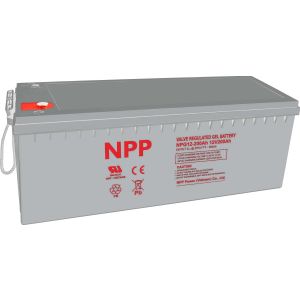 NPP NPG12V-200Ah, GEL BATTERY, C20=200AH, T16, 522x238x218x222, 52,8KG, Light grey