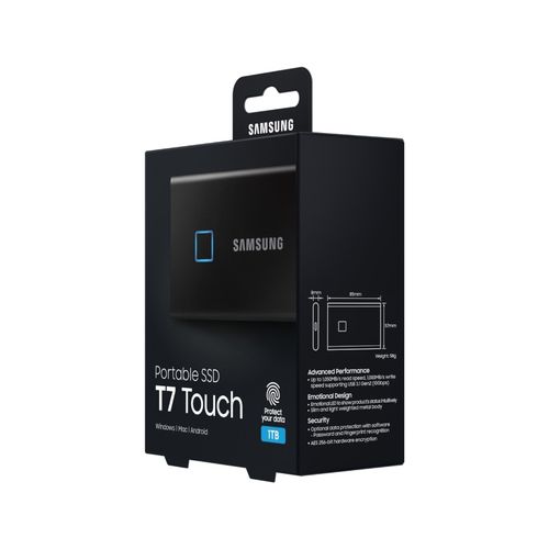 SAMSUNG Portable T7 Touch 1TB crni eksterni SSD MU-PC1T0K slika 3