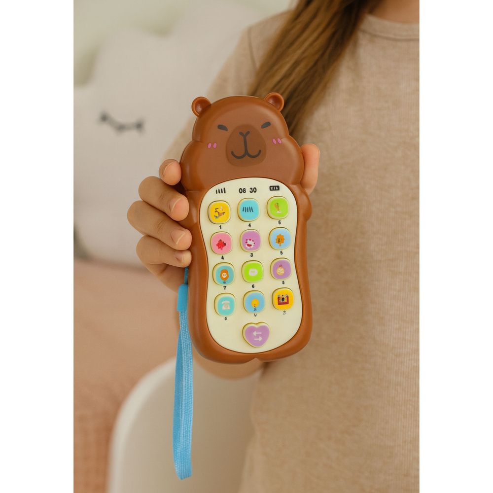 Dječja edukativna svjetla za telefon, zvukovi, melodije, Capybara Brown slika 3