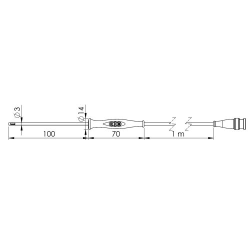 Greisinger GF1T-L3-B-BNC senzor zraka  -70 do +250 °C  Tip tipala Pt1000 slika 2