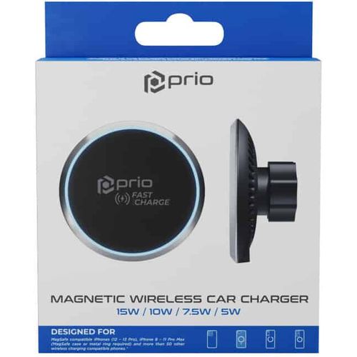 Prio Fast Charge magnetski bežični auto punjač 15W (USB C) crni slika 3