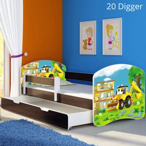 Dječji krevet ACMA s motivom, bočna wenge + ladica 160x80 cm 20-digger