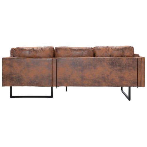 Kutna sofa od umjetne brušene kože smeđa slika 5