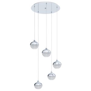 Eglo viseća lampa mioglia 1 e14 5x25w krom/granil bijelo, prozirno v:1500mm o540