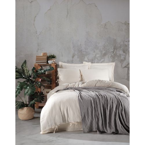 L'essential Maison Dante - Sivi Krem Dupli Set Pokrivača za Krevet slika 1