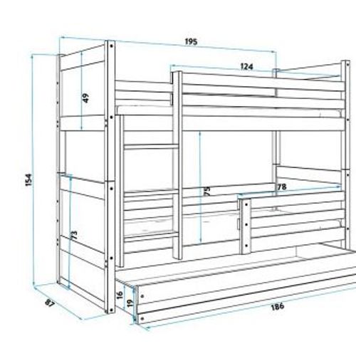 Baloo Bonny Krevet Na Sprat 190X80 Pine Plavi slika 2