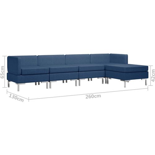 5-dijelni set sofa od tkanine plavi slika 8