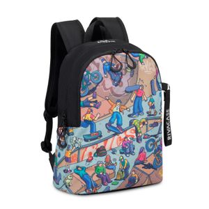 Ruksak RivaCase Agora 5420 black Urban Print backpack "Skaters", 12L