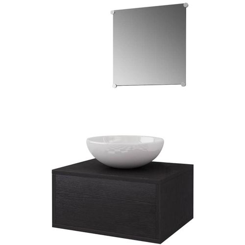 4-dijelni set kupaonskog namještaja s umivaonikom i slavinom crni slika 57