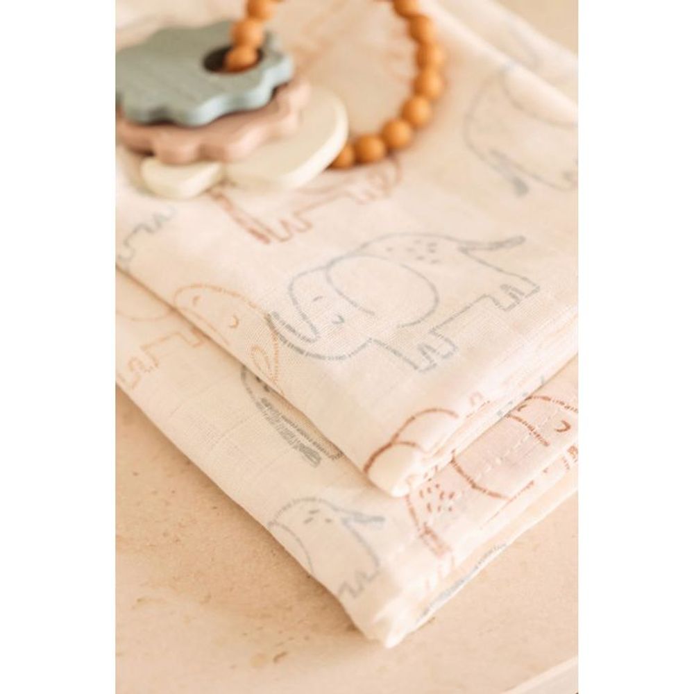 Jollein Muslin pelene za povijanje Elephant Tales 115x115cm, 2kom slika 3
