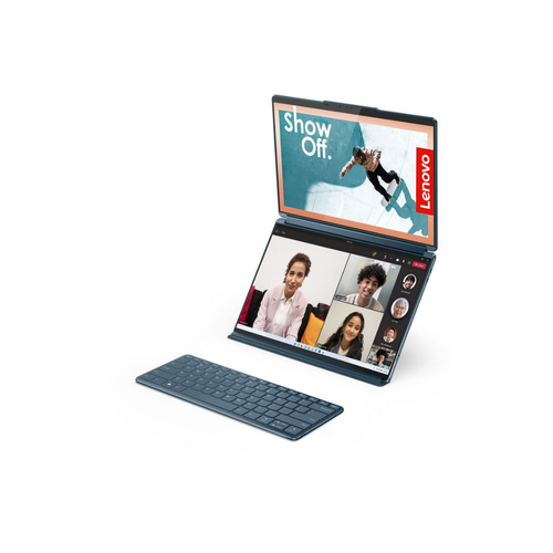 Lenovo 83FF002TRM Yoga Book 9 13IMU9 (Tidal Teal, Aluminium) 12-Core Ultra7 155U (2P+10E) 4.8GHz/12MB 32GB DDR5 1TB-NVMe 2x 13.3" 2.8K (2880x1800) OLED 400n DolbyVision Glass Touch DigitalPen3 WC-5MP+IR Iris-Xe WiFi A/X BT5.1 3xTB4 UK-key 80Wh 1.34kg W11P +BT/M+Folio Stand slika 4