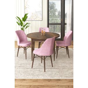 Rox - Baroque, Pink Baroque Set Trpezarijskog Stola i Stolica (5 Komada)