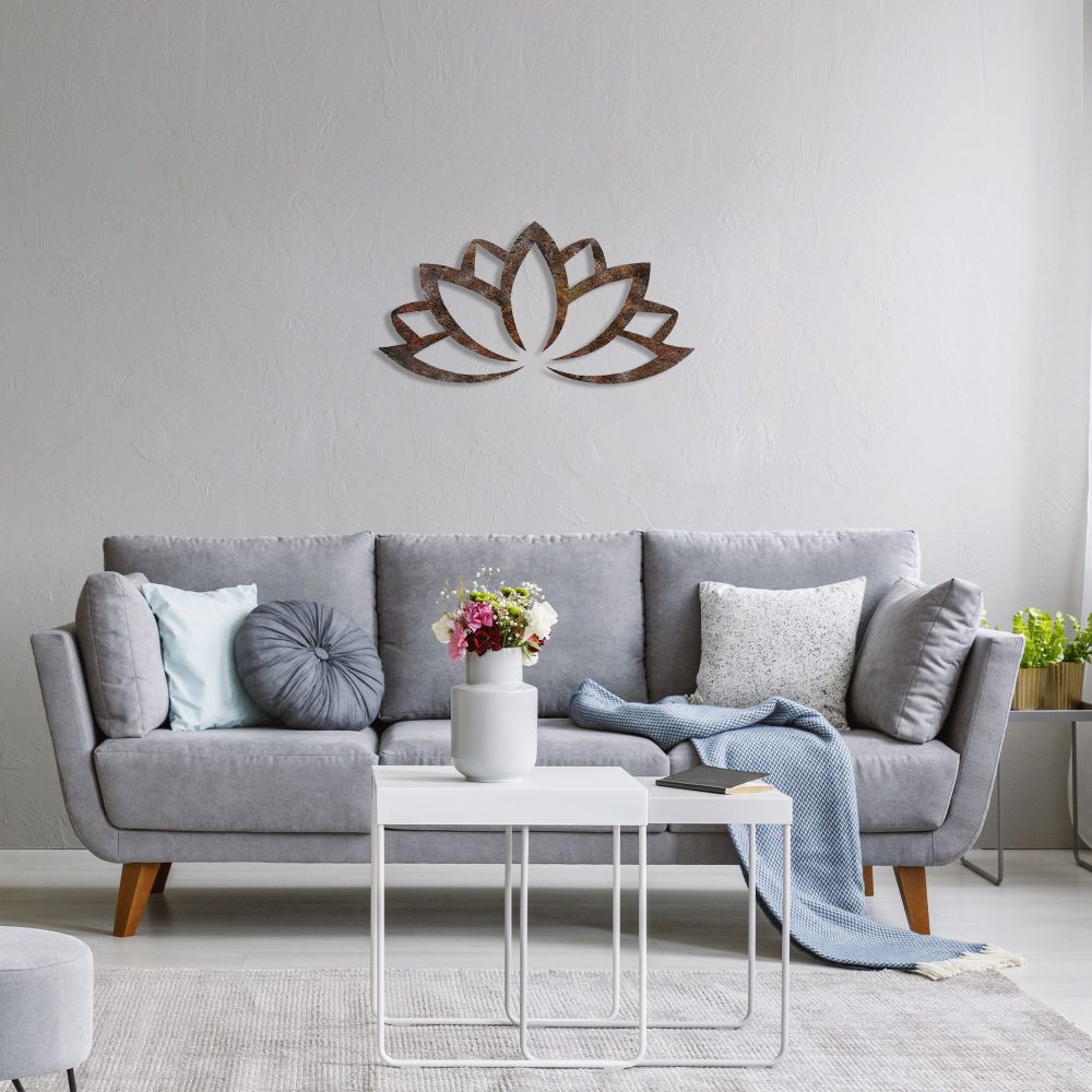 Decorative metal wall accessory Rusty Lotus, colour: antiquation slika 4
