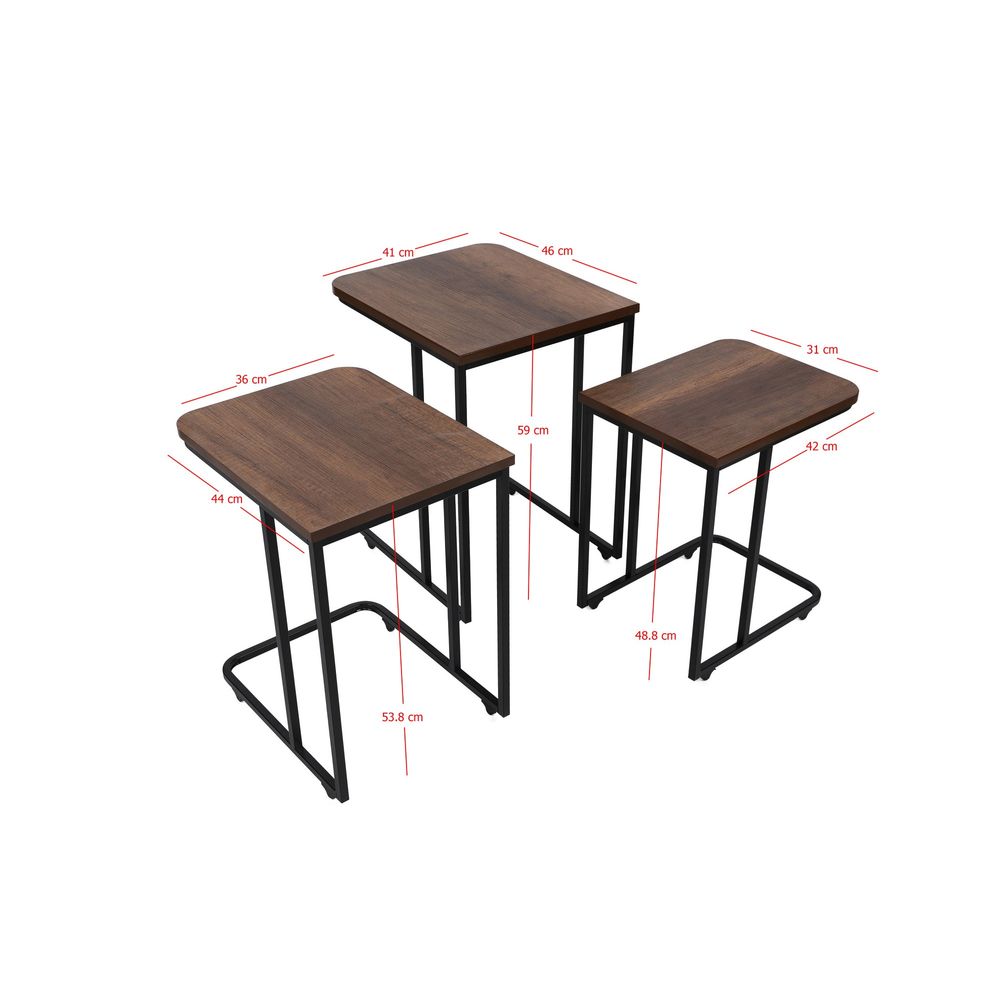 Ce Metal Zigon - 9401 Orašasti Crni Stolići za Gniježđenje (Set od 3 Komada) slika 10