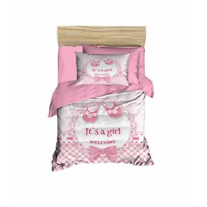 Set posteljine za bebe PH121 u prahu bijele boje s roza motivima