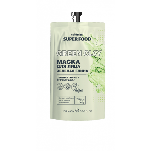 CAFÉ MIMI Maska za lice sa glinom - zelena glina i godži bobice SUPER FOOD 100 ml slika 1