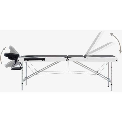 Sklopivi masažni stol s 3 zone aluminijski crno-bijeli slika 17