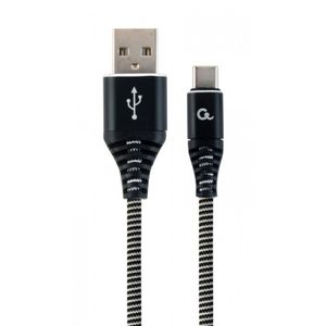 CC-USB2B-AMCM-2M-BW Gembird Premium cotton braided Type-C USB charging -data cable,2m, black/white