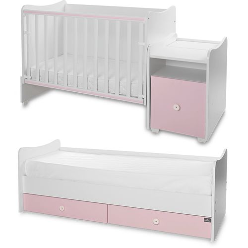 LORELLI TREND PLUS Modularni krevetić 4in1 s Mehanizmom Ljuljanja White/Orchid Pink  slika 11