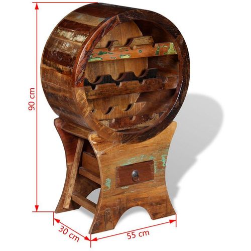 Stalak za vino za 10 boca od masivnog obnovljenog drva slika 2