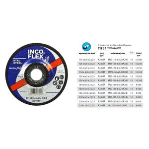 Incoflex brusni disk za metal 230 x 6,0 x 22,2 mm ispupčen