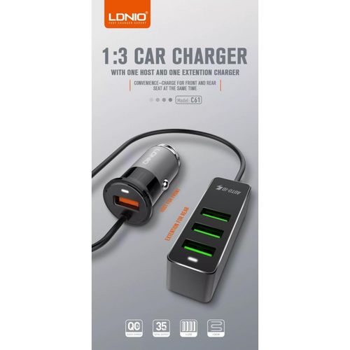 LDNIO auto adapter C61 1USB Quick Charge + 3XUSB slika 2