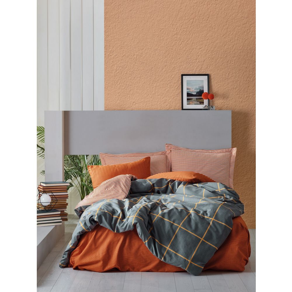 Ranforce Super King Posteljina Set (EU) (IT) Stark - Cimet i Tamnoplava slika 1