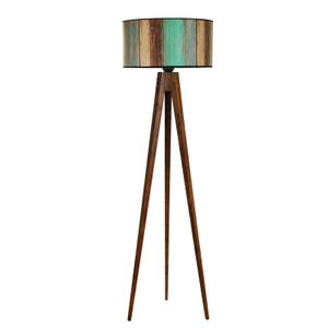 Tripod ceviz lambader silindir renkli abajurlu Multicolor Floor Lamp