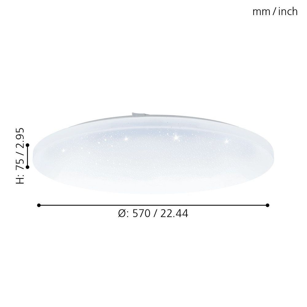 Eglo Frania-a plafonjera LED, 36W, promjer 570mm, s daljinskim upravljačem, dimabilna, bijela/kristal slika 4