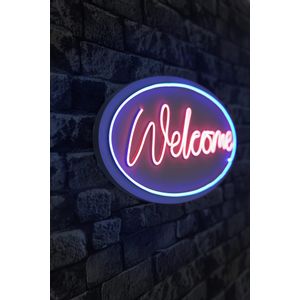 Wallity Ukrasna plastična LED rasvjeta, Welcome - Blue, Pink