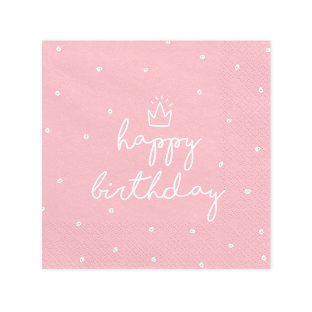 SP33-15-081J Papirne salvete Happy Birthday 33x33cm, 20kom - Roze slika 1