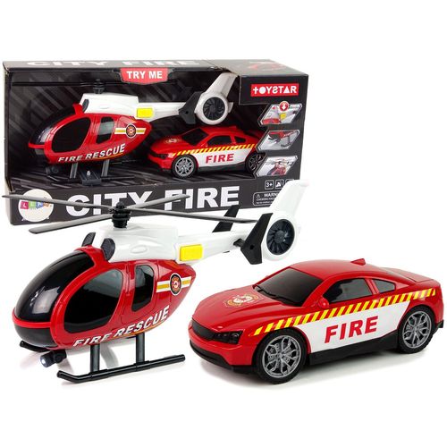 Igračka vatrogasni set helikopter i auto slika 1