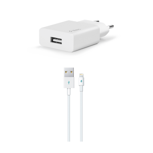 Ttec Punjač Zidni - Output 1xUSB 2,1A - +Lightning cable 1,0m - White slika 1