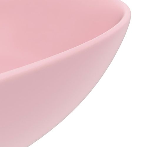 Kupaonski umivaonik od keramike mat ružičasti okrugli slika 11