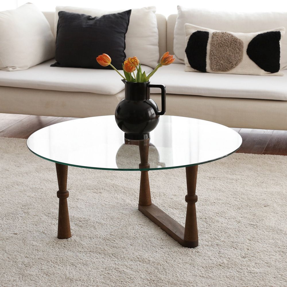 Yuvarlak Cam Orta Sehpa S301 Walnut Coffee Table slika 3