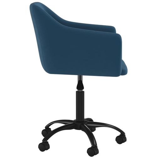 Okretna uredska stolica plava baršunasta slika 5