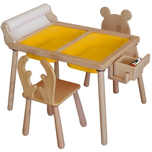 Woody Fashion Dječji stol set Roll and 2 Chairs - Yellow slika 1