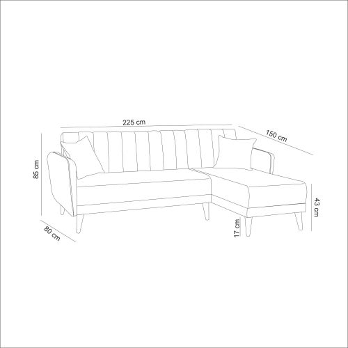 Aqua Corner Right - Tamnozelena kutna sofa na razvlačenje slika 5