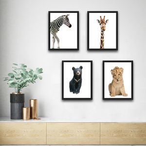 Wallity Uokvirena slika (4 komada), Cute Animals Set