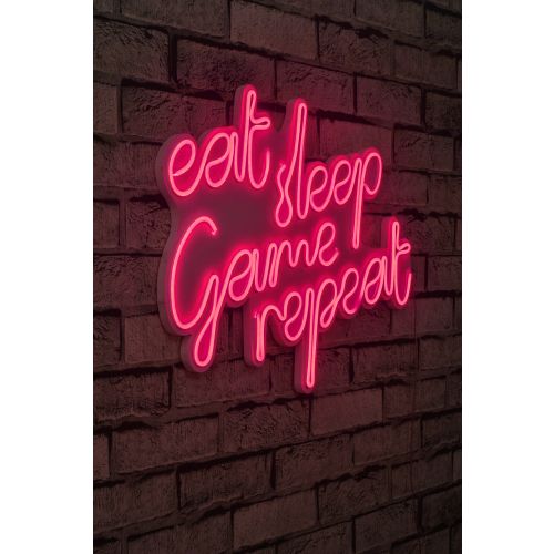 Wallity Ukrasna plastična LED rasvjeta, eat sleep game repeat - pink slika 10