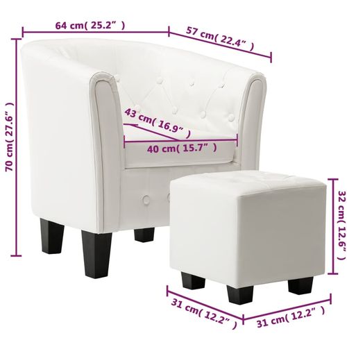 Fotelja od umjetne kože s osloncem za noge bijela slika 36